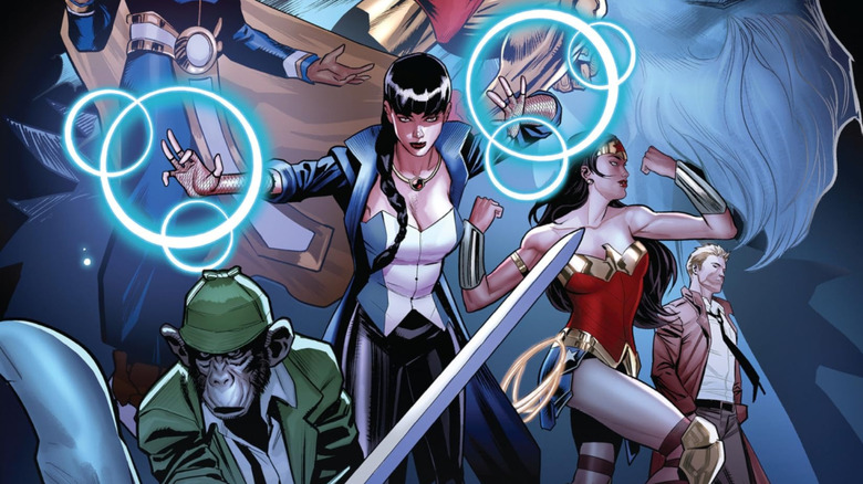 Zatanna casts spells among the Justice League Dark on the cover to Justice League Dark 2021 Annual #1