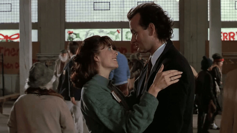 Karen Allen and Bill Murray in Scrooged