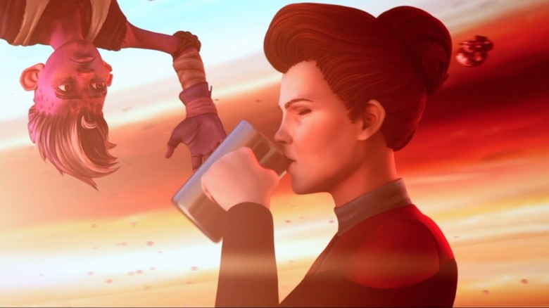 Even as a hologram, Janeway needs coffee.