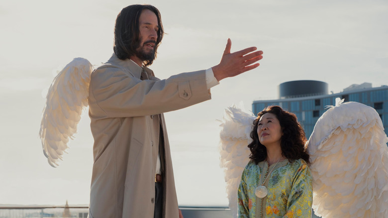 Gabriel gesturing in front of Martha in Good Fortune