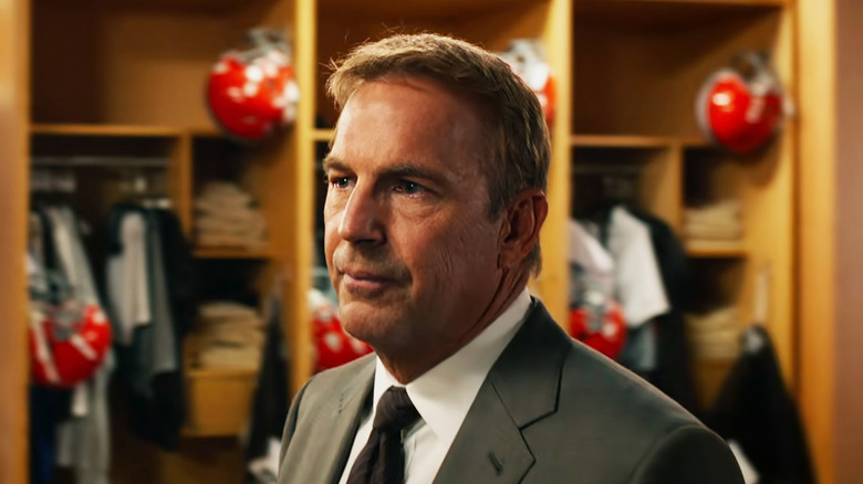 Kevin Costner's Sonny Weaver Jr. sits in a changing room in Draft Day