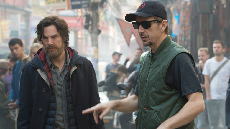 Benedict Cumberbatch and Scott Derrickson on the Doctor Strange set