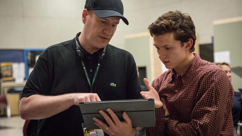 Kevin Feige and Tom Holland
