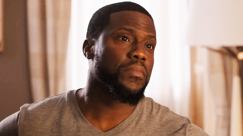 Kevin Hart's Joe Nixon is seen in closeup in 72 Hours