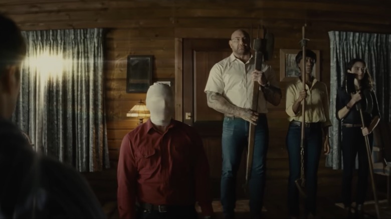 Knock at the Cabin three ready to sacrifice redmond wearing cloth