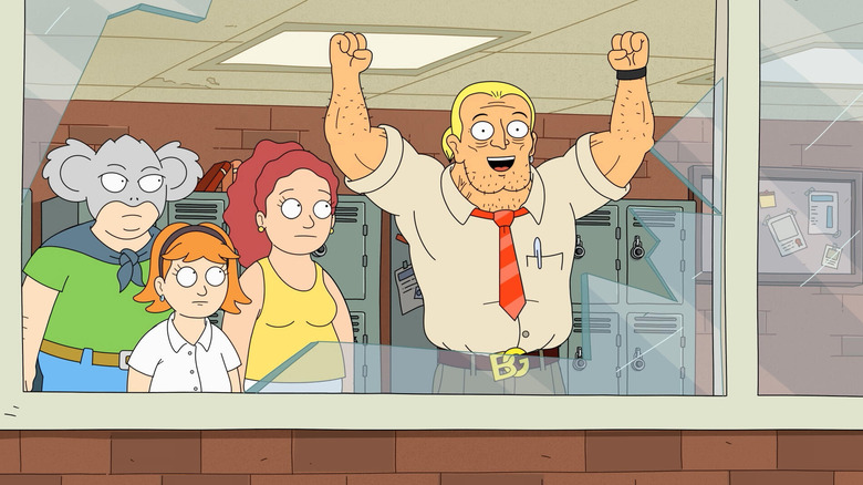 Koala Man guy with raised arms