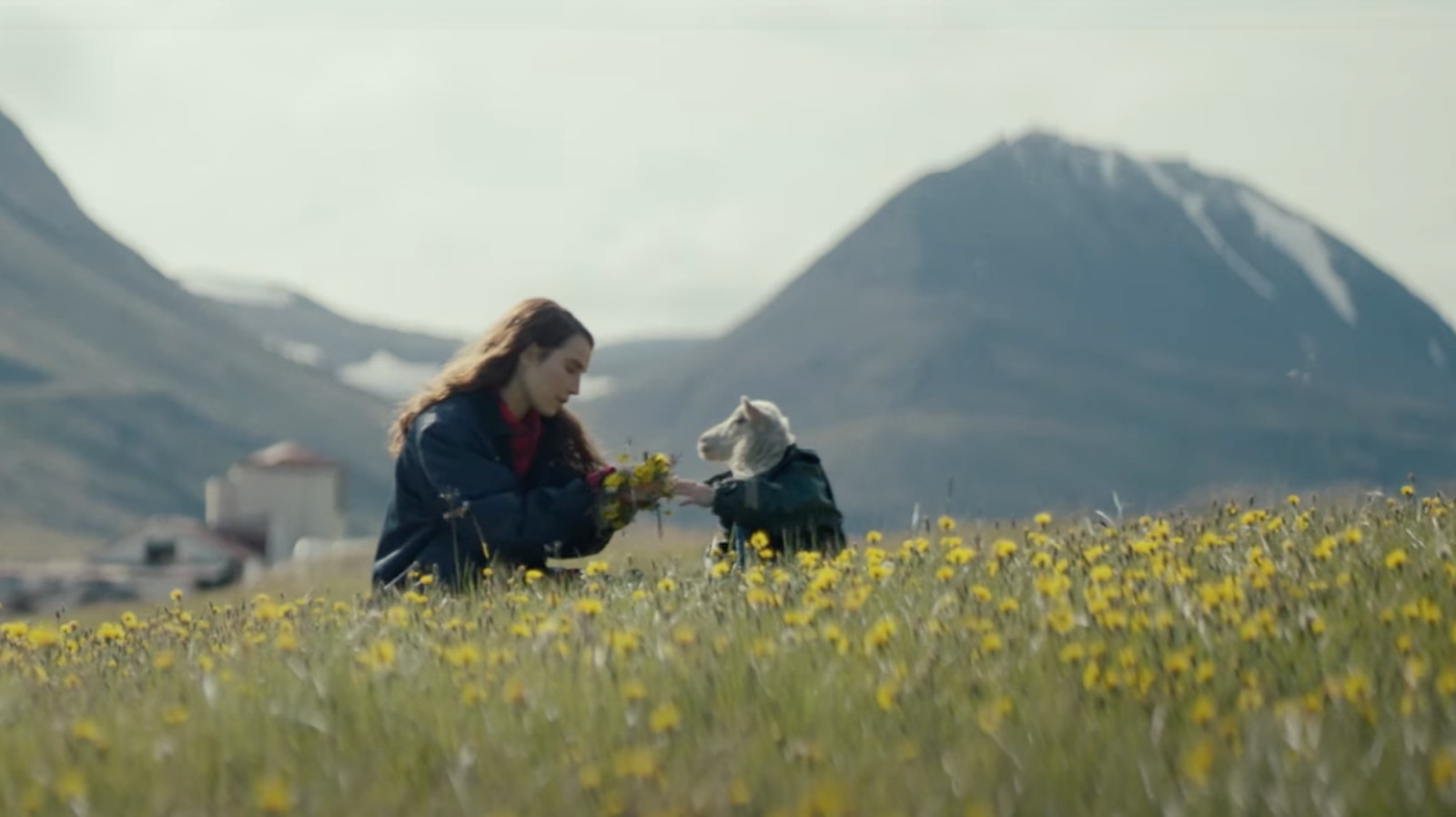 Noomi Rapace and the lamb in Lamb