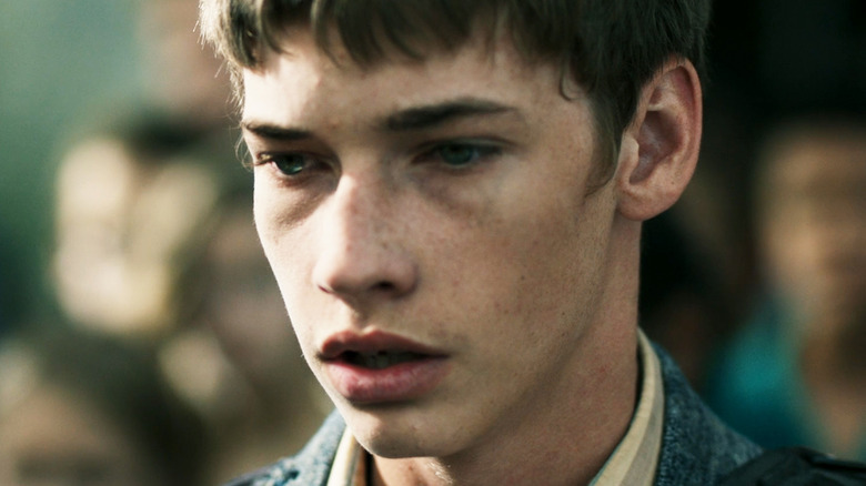 Jacob Lofland's Josh is seen in closeup looking worried in Go North
