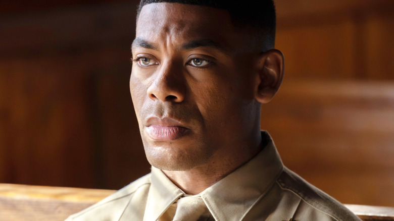 Aaron Pierre's John Stewart is seen in closeup in Lanterns
