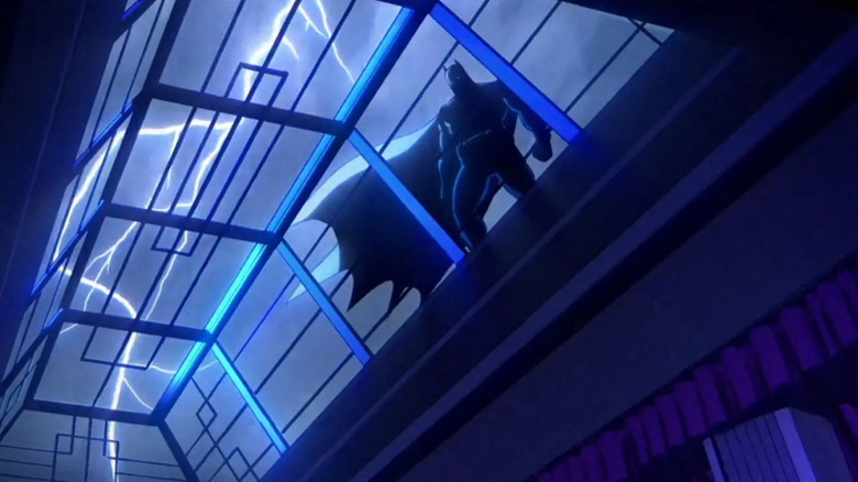 Batman is seen looking down through a skylight in Creature Commandos