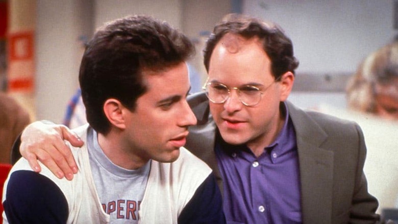 Jason Alexander as George Costanza gives Jerry Seinfeld some unhelpful advice in Seinfeld