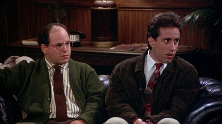 George and Jerry sitting on a couch on Seinfeld