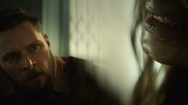 A horrified Charlie looks at Katie in Lee Cronin's The Mummy