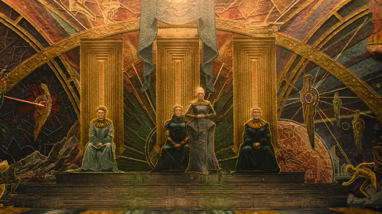 A depiction of the Three Cleons and Demerzel in Foundation