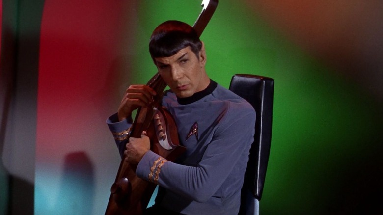 Spock playing a lyre on Star Trek