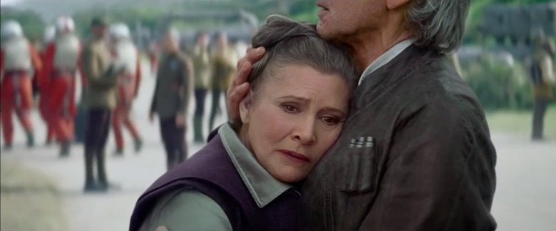 Han Solo and Princess Leia in Star Wars: The Force Awakens