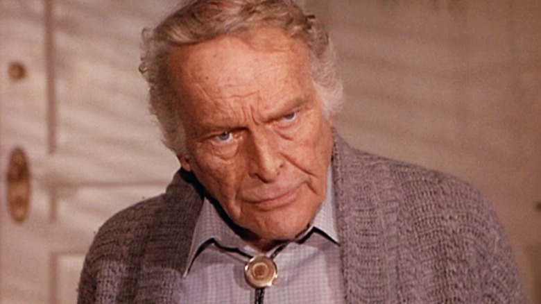 Leif Erickson's Father Prine is seen in closeup in Fantasy Island
