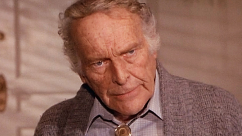 Leif Erickson's Father Prine looks angry in closeup in Fantasy Island