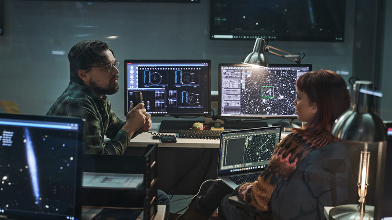 DiCaprio and Lawrence in a lab in Don't Look Up