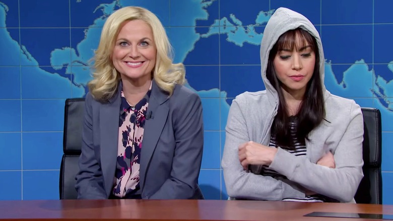 Amy Poehler and Aubrey Plaza on Saturday Night Live