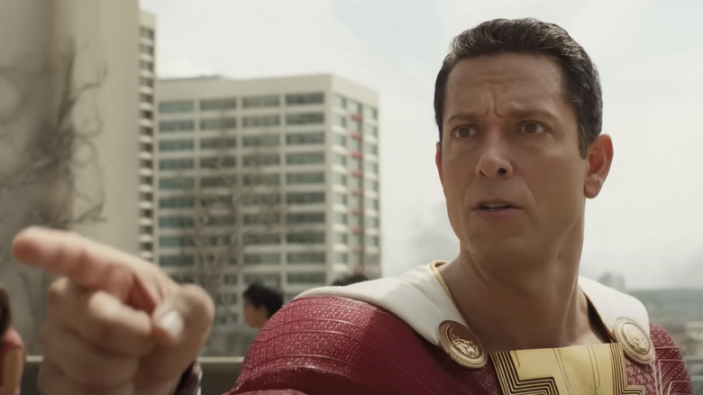 Shazam Fury Gods Zachary Levi Pointing