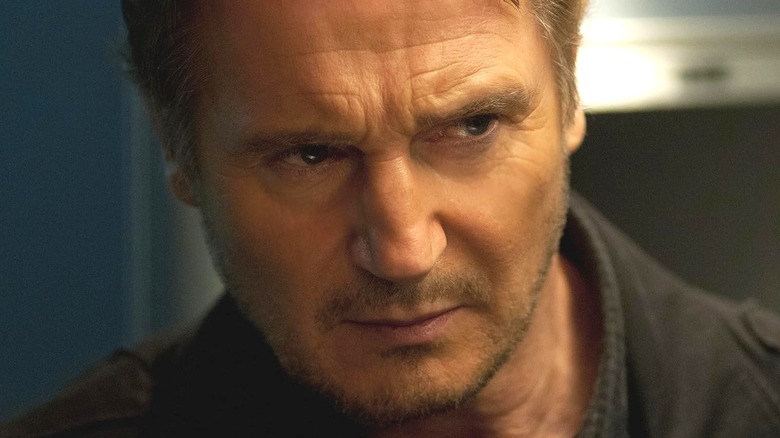 Liam Neeson as Bill Marks staring intensely in Non-Stop