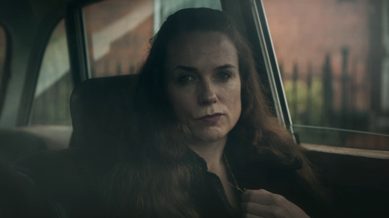 Kerry Condon's Doireann McCann sits in a car in In the Land of Saints and Sinners