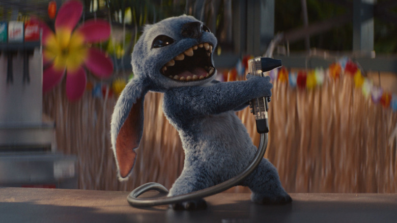 Stitch playing with the soda gun in Lilo & Stitch (2025)