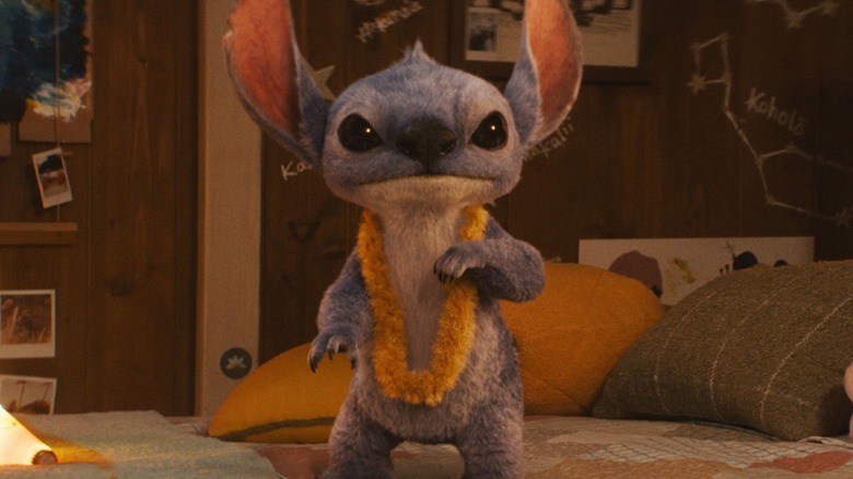 Stitch wears a lei in Lilo & Stitch