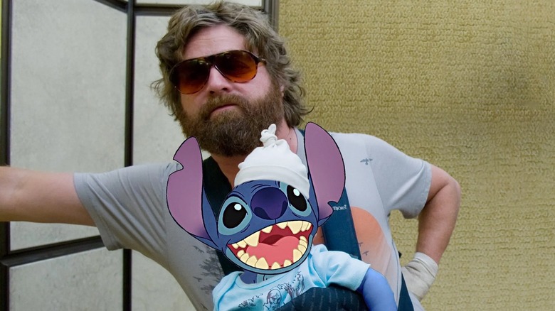 Zach Galifianakis as Alan Garner in The Hangover has a baby Stitch