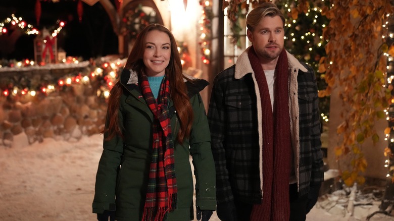 Lindsay Lohan and Chord Overstreet in Falling for Christmas