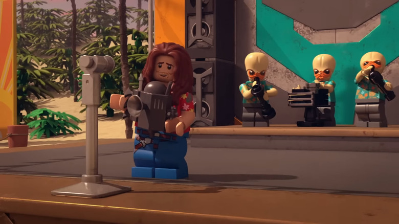 Screenshot from the video for the new Weird Al song from LEGO Star Wars: Summer Vacation