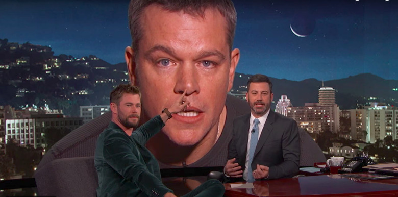 matt damon crashes chris hemsworth interview