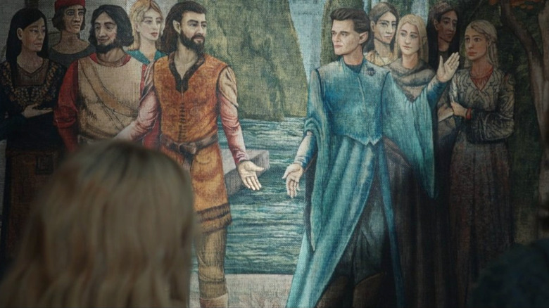 Depiction of Elros and Elrond on tapestry