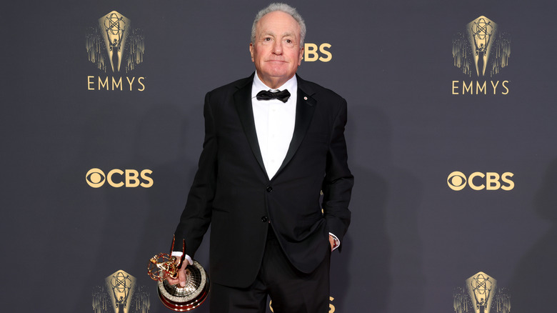Lorne Michaels stands with Emmy