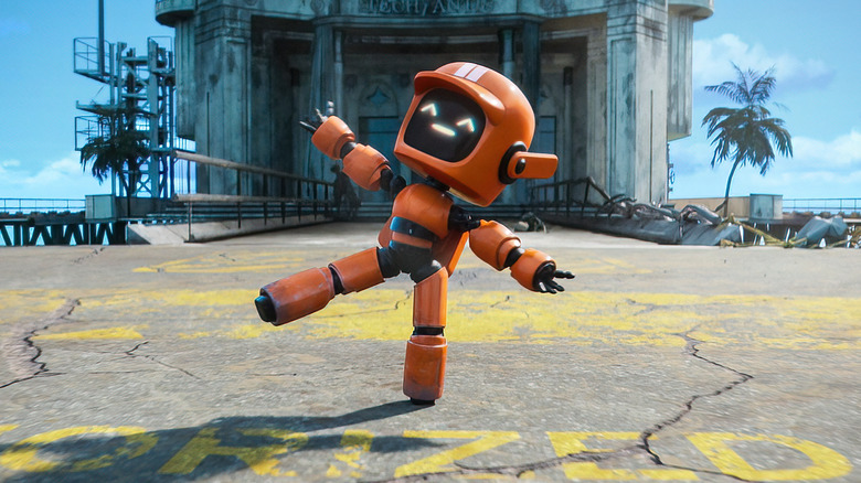 Happy orange robot in Love, Death and Robots