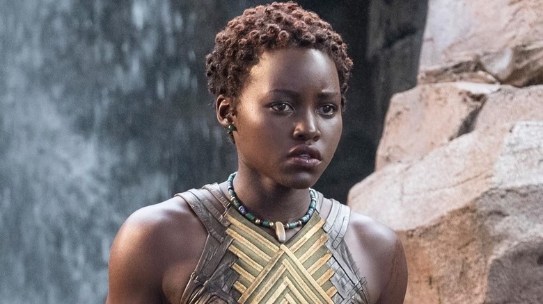 Nakia looks tensed in Black Panther