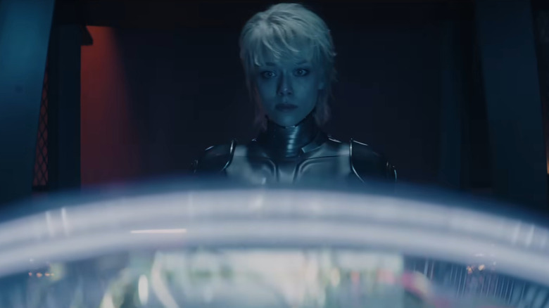 Ivana is hot in the role of Amelia staring at a piece of technology in M3GAN 2.0