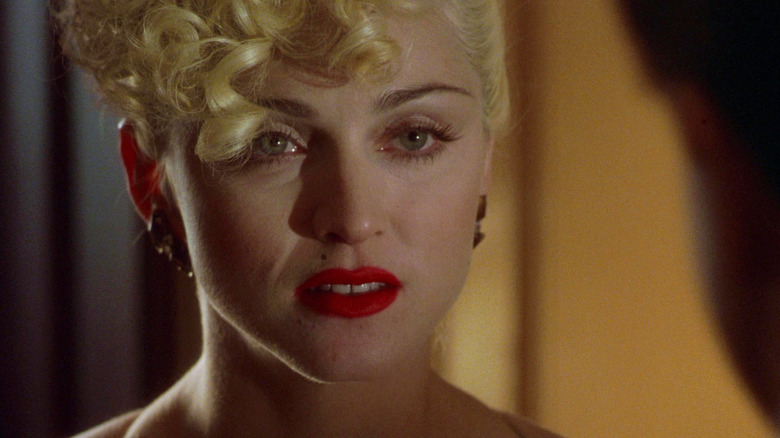 Madonna as Breathless Mahoney staring intensely in Dick Tracy