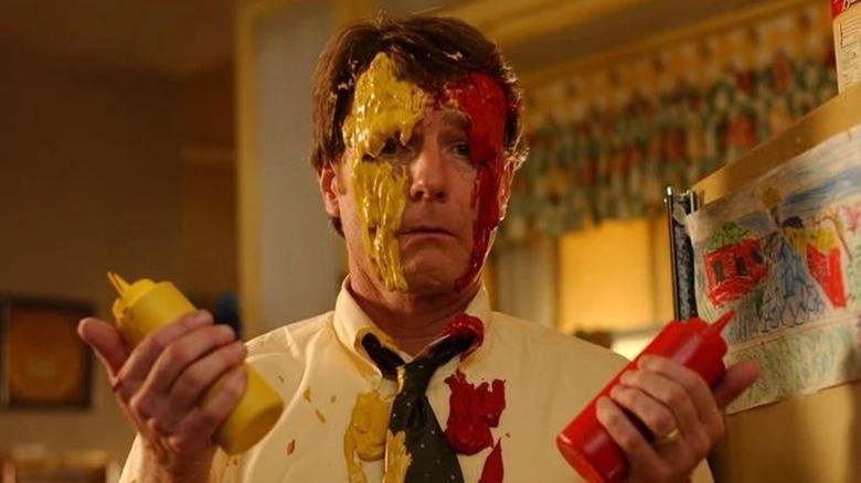Bryan Cranston as Hal covered in mustard and ketchup on Malcolm in the Middle