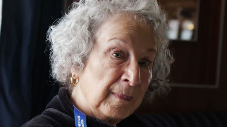 Margaret Atwood is seen in closeup in Margaret Atwood- A Word after a Word after a Word Is Power.jpg