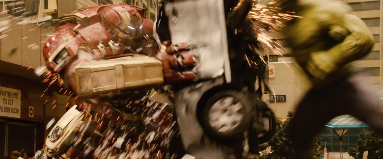 Avengers: Age of Ultron: The Incredible Hulk vs. Iron Man in Hulkbuster suit Mark Ruffalo Avengers 2 set interview