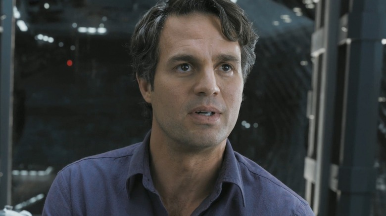 A disheveled Bruce Banner (Mark Ruffalo) speaks in The Avengers (2012)