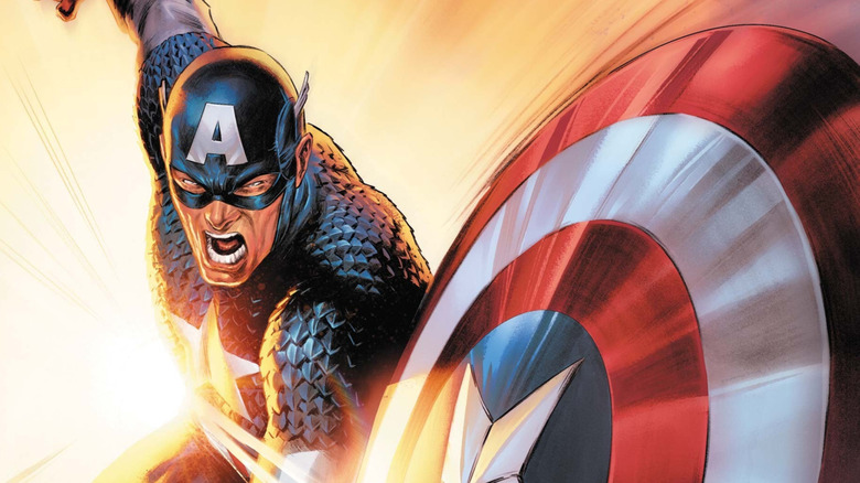 Captain America throwing his shield in Captain America: Sentinel of Liberty #1