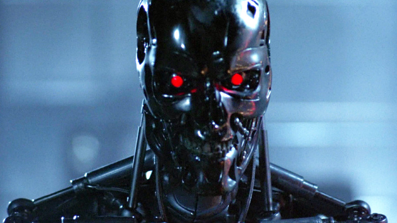 The Terminator T-800 metal skeleton fire