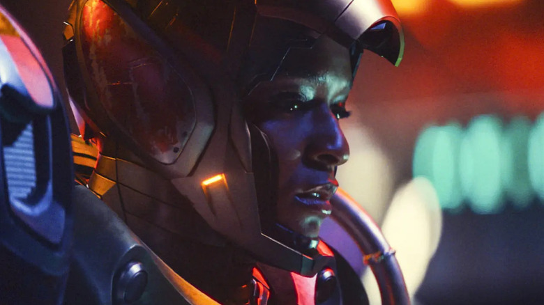 Dominique Thorne as Riri Williams, wearing the Ironheart armor on Ironheart