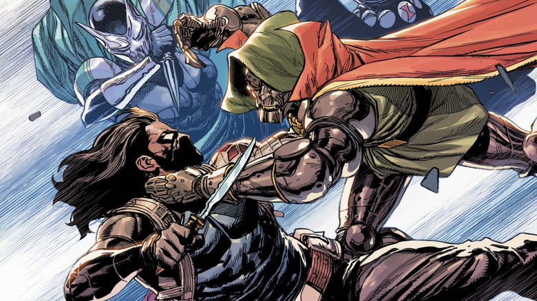 Thunderbolts: Doomstrike #1 cover Bucky Barnes as the Winter Soldier vs Doctor Doom