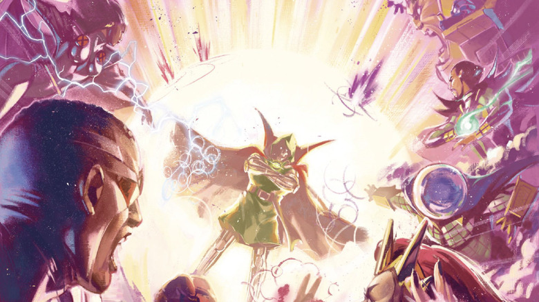 The Avengers and Masters of Evil fighting Doctor Doom in the One World Under Doom #3 cover
