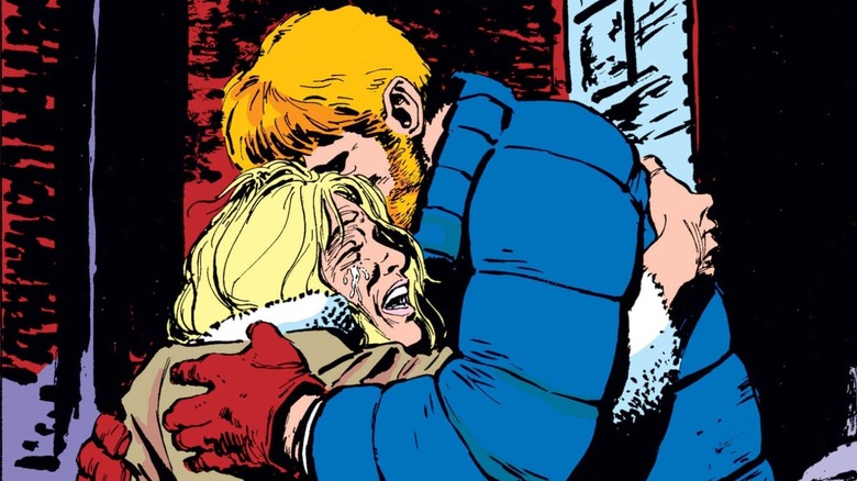 Daredevil: Born Again - Karen Page crying and hugging Matt Murdock