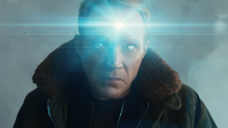 Paul Bettany as Vision with his forehead glowing in VisionQuest